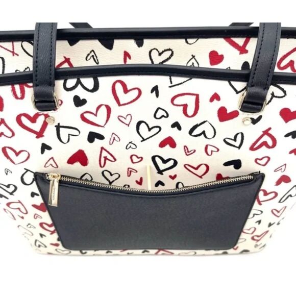 Kate Spade Scribble Hearts Parchment Large Tote NWT *** - Picture 5 of 8